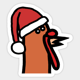 Portrait of Thanksgiving Turkey Wearing Christmas Santa Hat Sticker